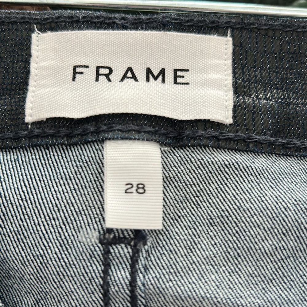 Frame Le High Straight Indigo Lizard Coated Jeans - Picture 5 of 14